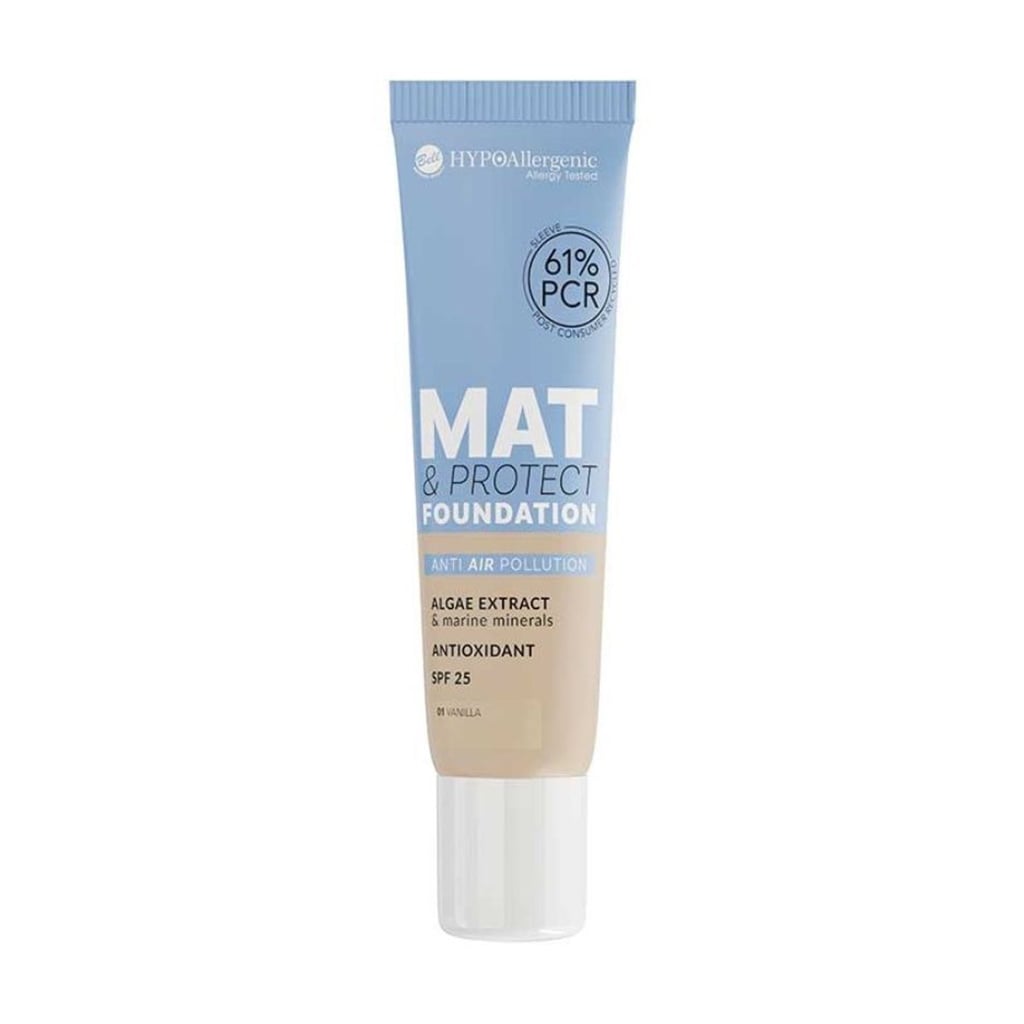 Тональна основа для обличчя Bell HypoAllergenic Mat &amp; Protect Foundation, SPF 25, 01 Vanilla, 30 г